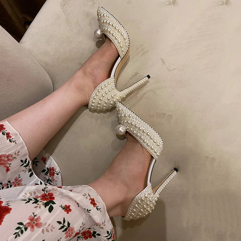 Escarpins Femme Luxe Perles Intégrales — Bout Pointu, Talon Fin, Mariage & Prom
