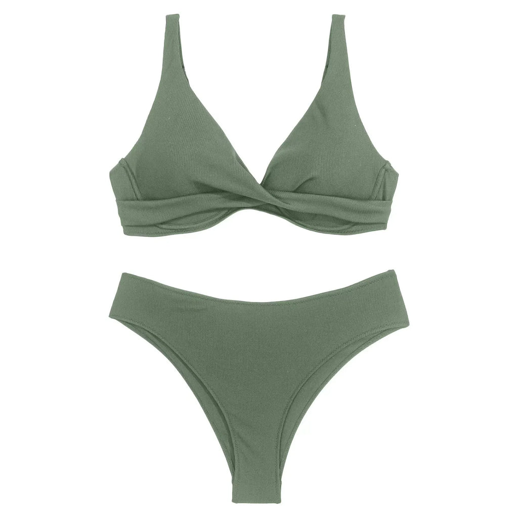 Bikini 2 Pièces Femme Uni 2025 — Maillot de Bain Sexy, Plage & Vacances