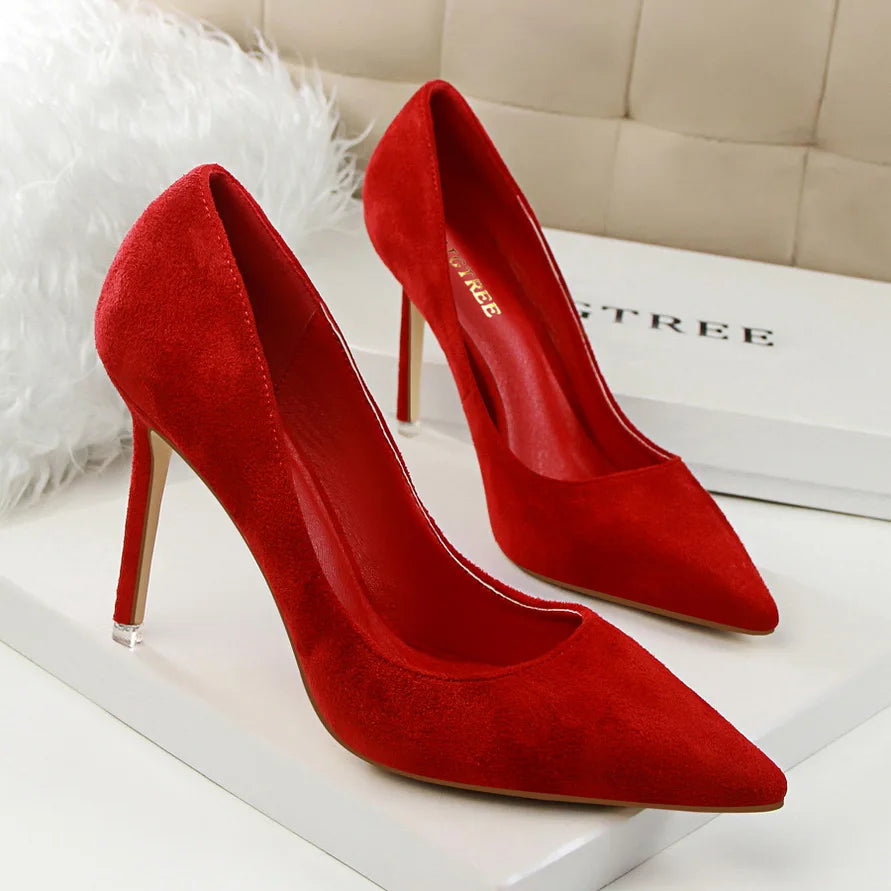 Escarpins Femme 9cm Jaune Bordeaux — Suède, Grande Taille, Mariage Prom