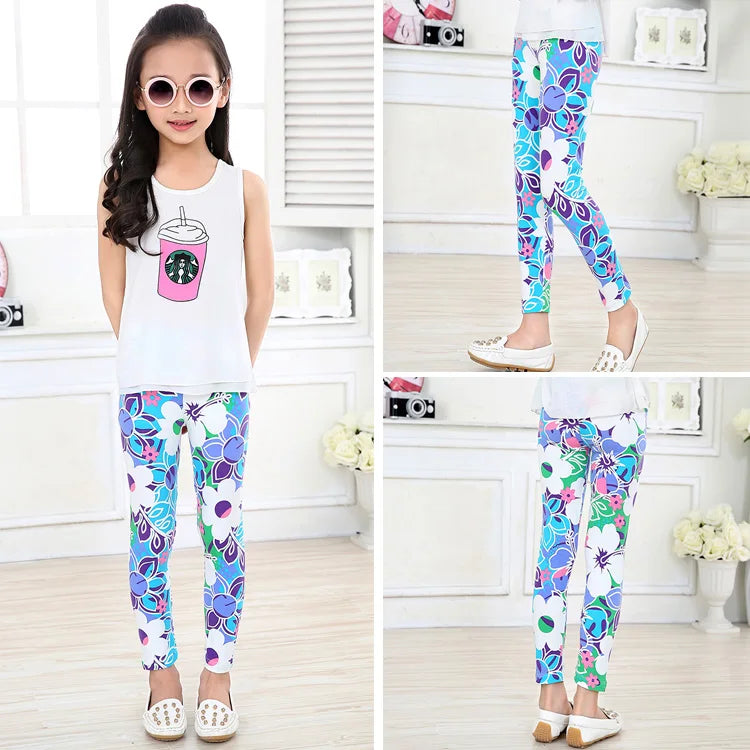 Legging Fille Imprimé Cartoon — Taille Élastique, Yoga Doux, Enfant & Bambin