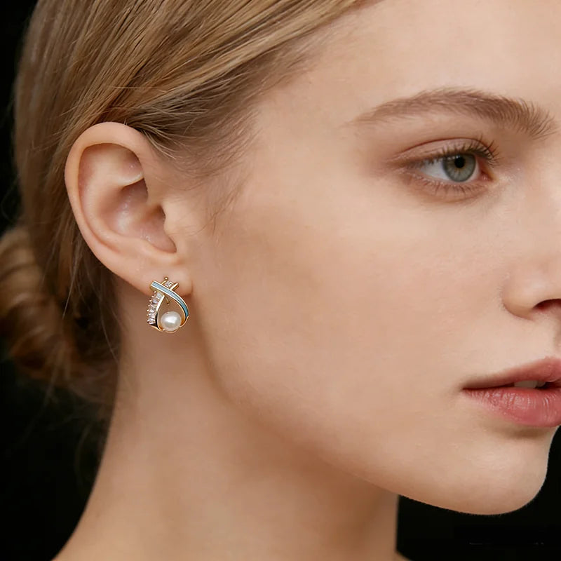 Boucles d'Oreilles Perle Naturelle Eau Douce — Argent 925, Cadeau Maman & Saint-Valentin