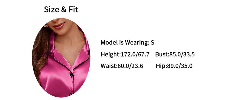 Pyjama Femme Satin Luxueux — 2 Pièces Manches Courtes, Col Chemise, Été