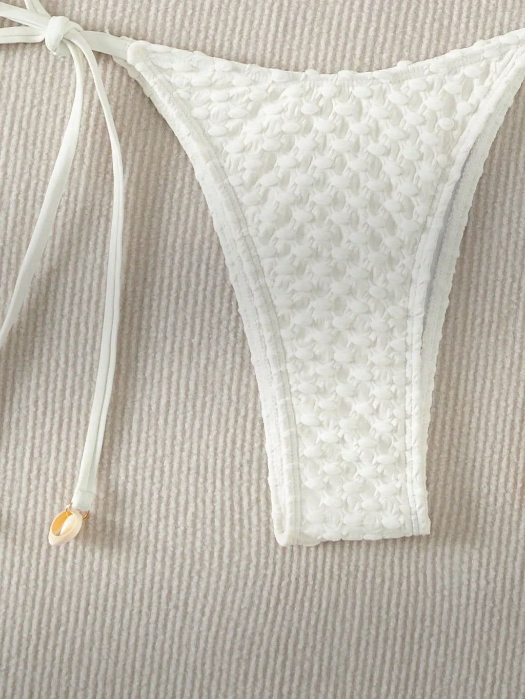 Bikini Coquillage Blanc Push Up 2025 — Halter Micro, Tanga, Maillot de Bain Sexy