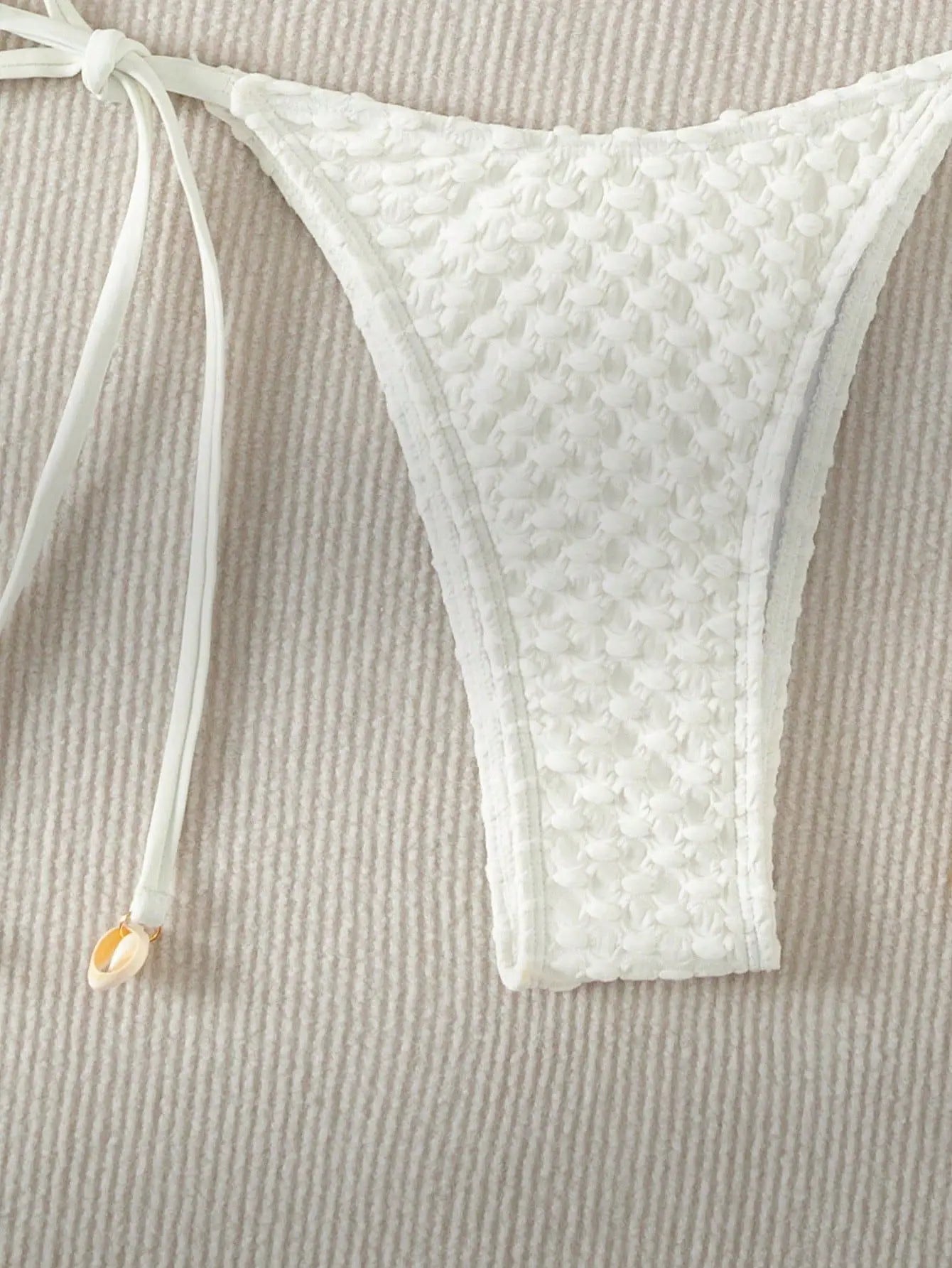 Bikini Coquillage Blanc Push Up 2025 — Halter Micro, Tanga, Maillot de Bain Sexy