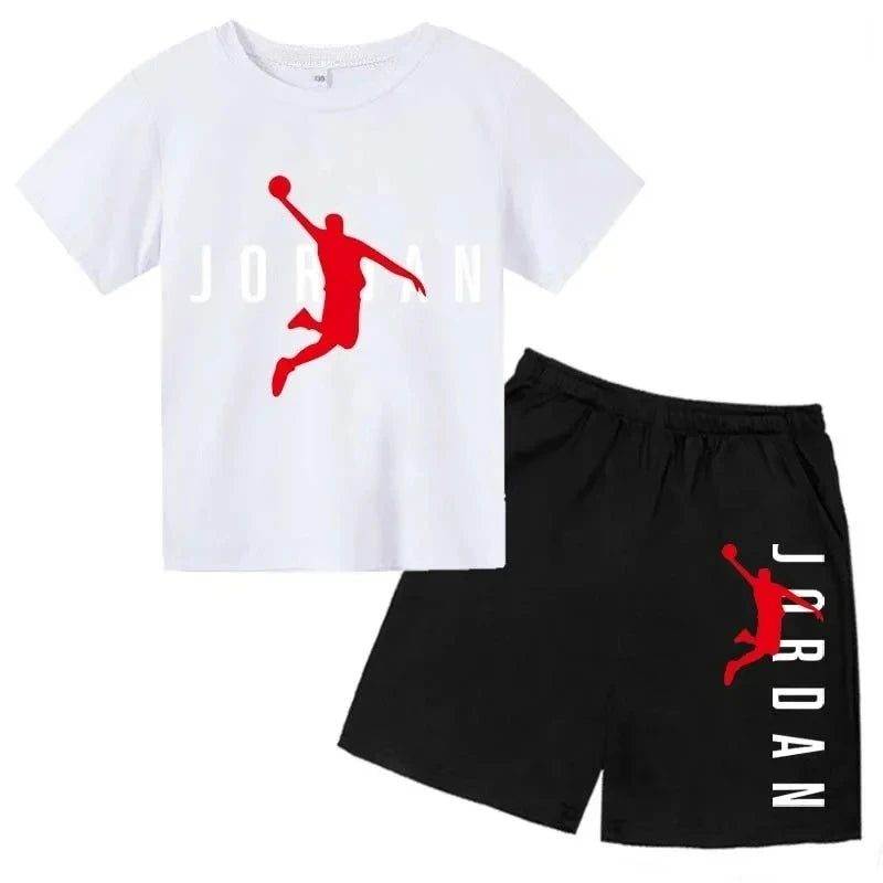 Ensemble 2 pièces enfant mixte – T-shirt & short sport imprimé lettres luxe, 3-14 ans