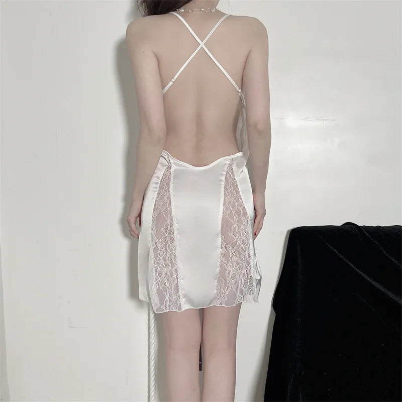Robe de Chambre Femme Broderie Sexy — Dentelle Satin, Kimono Mariage Été
