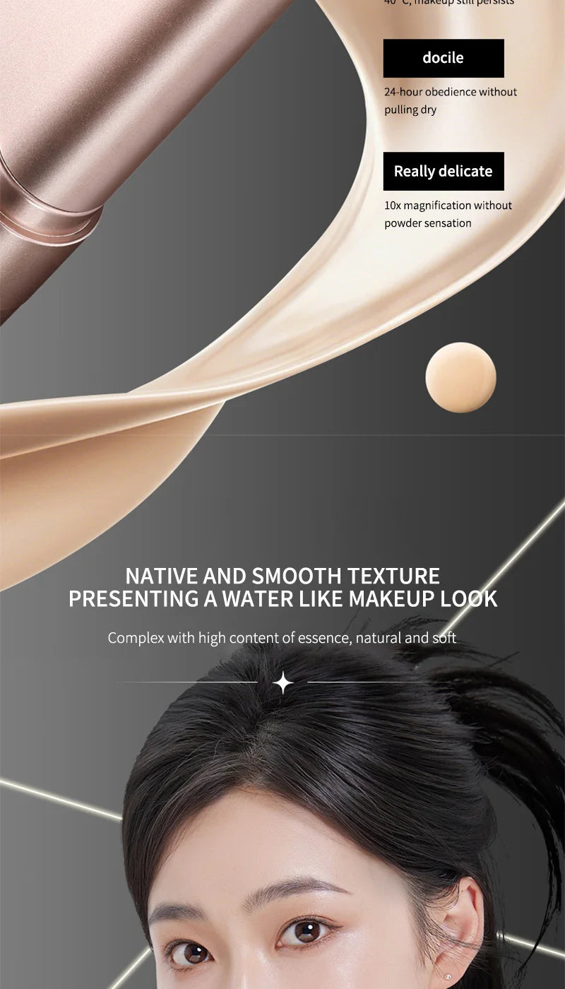Fond de Teint Hydratant Léger Double Tête Rotatif Waterproof — Avec Pinceau Intégré