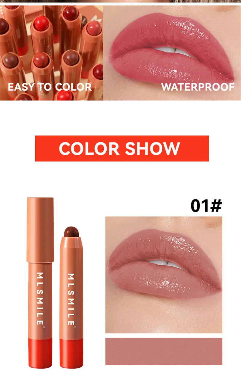 Crayon Lèvres Velours Waterproof 6 Couleurs Longue Tenue — Nude & Rose