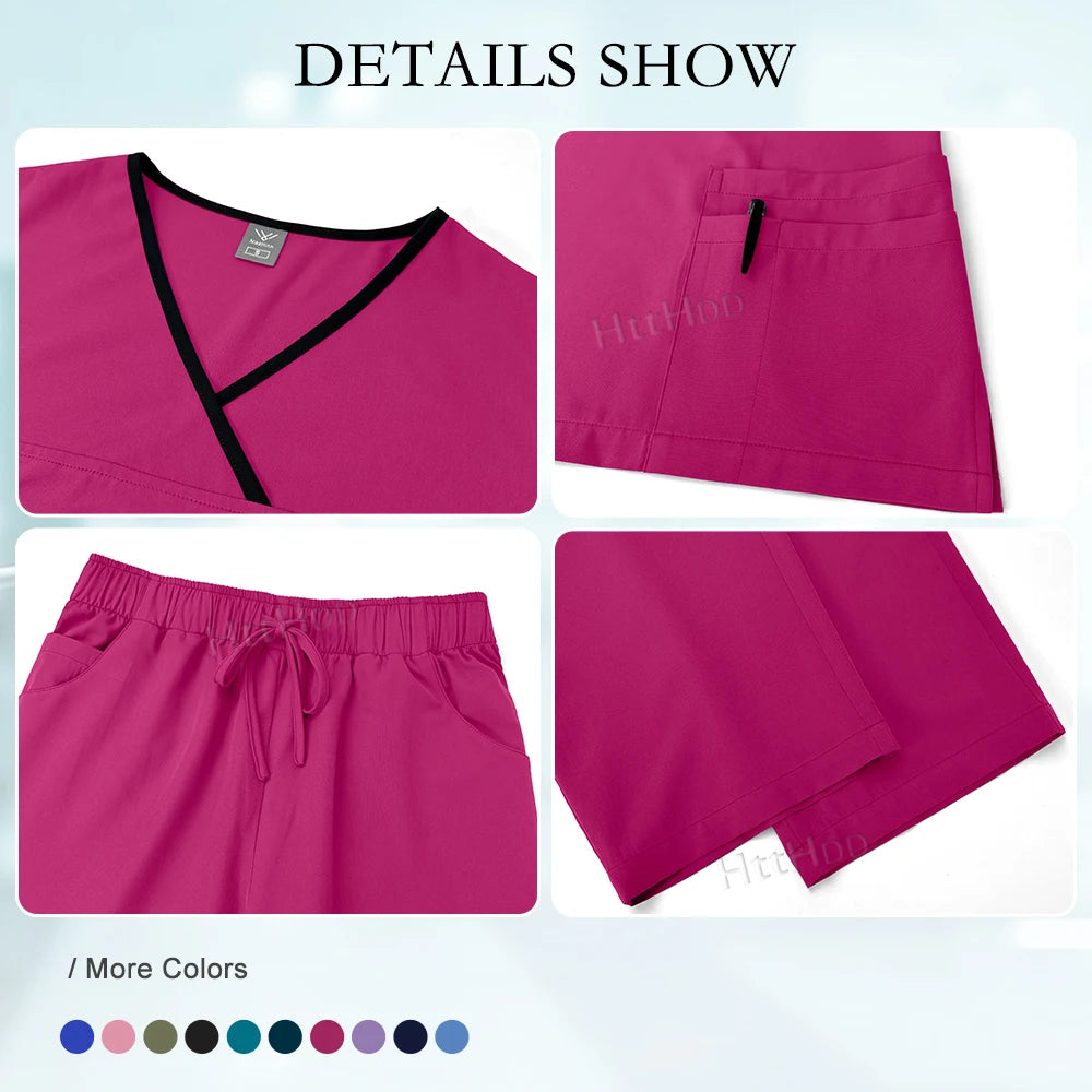 Tenue Médicale Femme — Blouse + Pantalon Infirmière, SPA, Dentaire, Chirurgicale