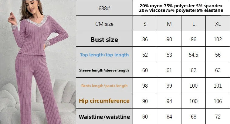 Ensemble Pyjama Femme Hiver — Manches Longues, Col V, Pantalon Long, Chaud & Confortable