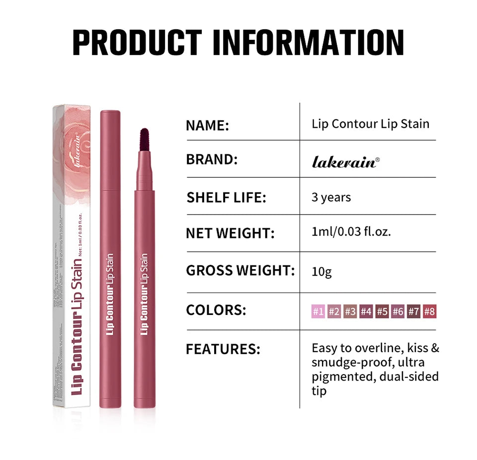 Crayon Contour Lèvres 2en1 Longue Tenue Anti-Bavure — Double Face Ultra Pigmenté