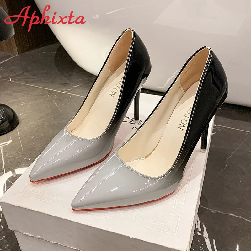 Escarpins Talon Aiguille Rouge Femme 10cm — Bout Pointu Dégradé, Grande Taille 44-53