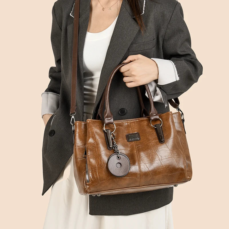 Sac à Main Femme Cuir PU — Tote Bandoulière Messenger, Grande Capacité
