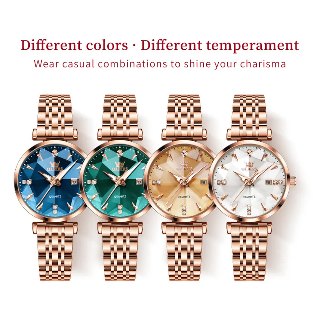 OLEVS Montre Femme Fashion Élégante — Quartz, Acier Inoxydable, Étanche, Date