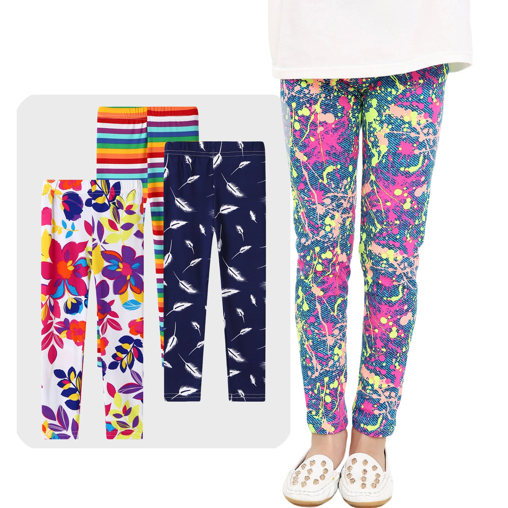 Legging Fille Imprimé Cartoon — Taille Élastique, Yoga Doux, Enfant & Bambin
