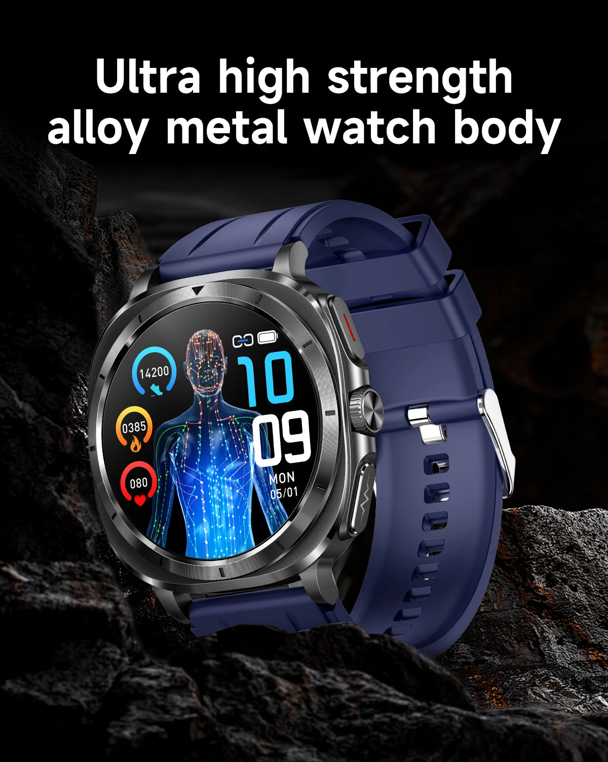 Montre Connectée Santé ECG Laser 2025 — Tension Artérielle, Acide Urique, NFC, Appels