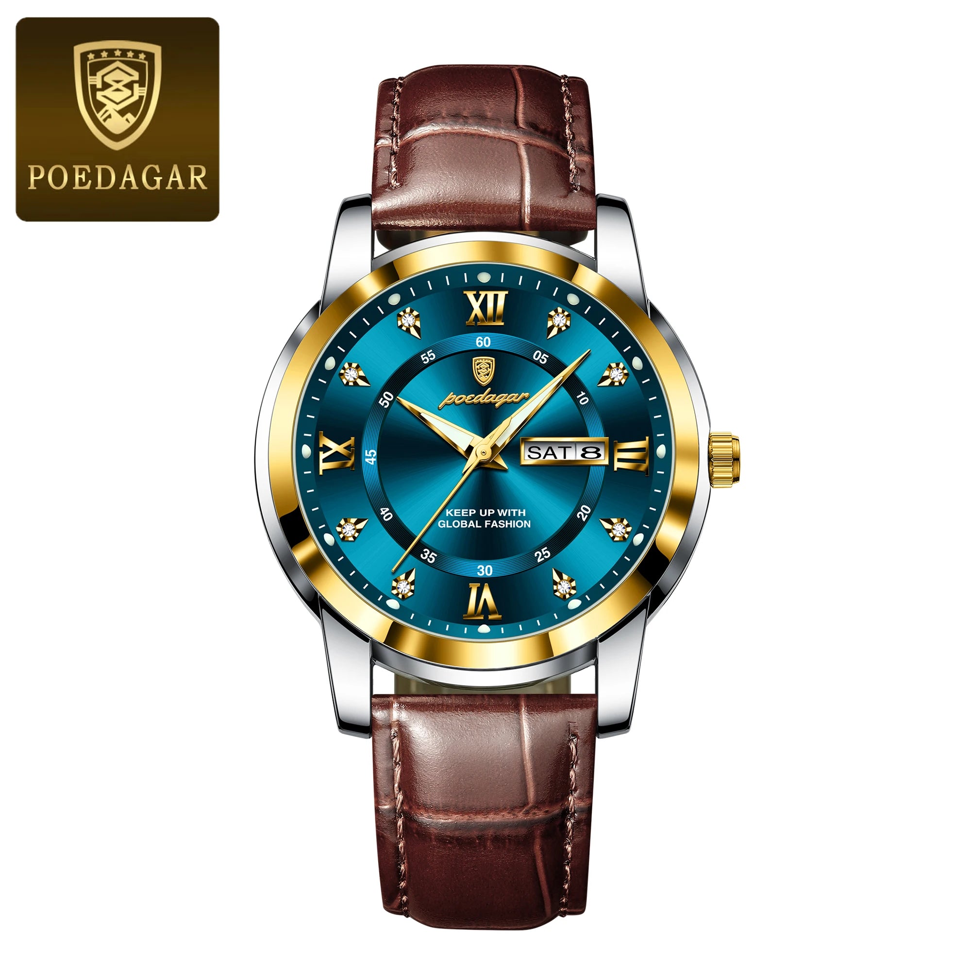 POEDAGAR Montre Homme Cuir Luxe — Quartz Élégant, Bracelet Cuir, Top Qualité