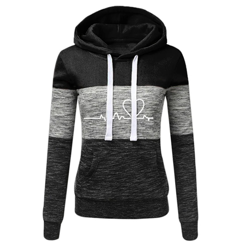 Survêtement Femme Imprimé Capuche — Color Block, Jogging Sport, Tailles S-3XL