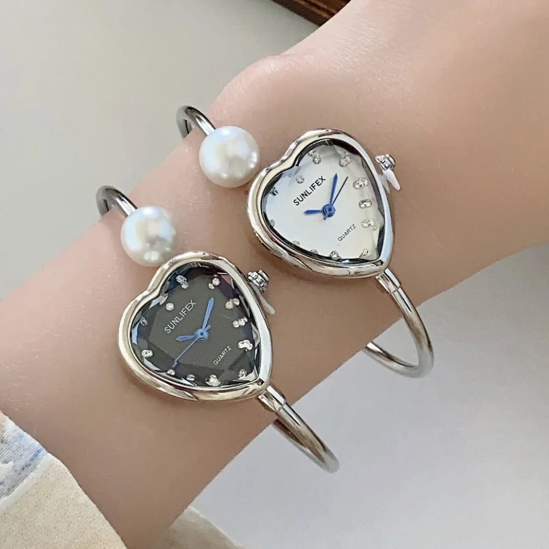 Montre Femme Perle Bracelet — Cadran Coeur, Quartz, Fashion Dropshipping