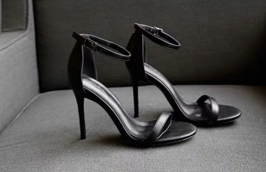Escarpins Noirs Bout Ouvert Talon Aiguille Plateforme — Ultra-Haut, Style Coréen 2025