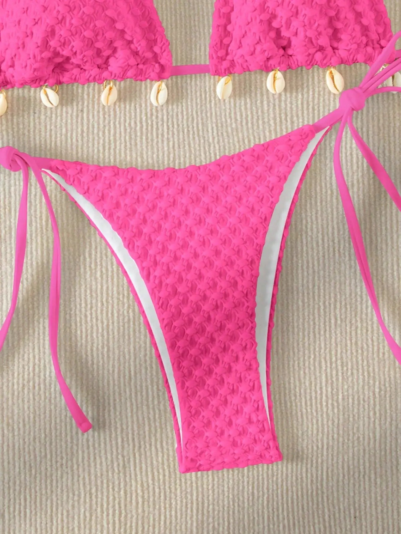 Bikini Coquillage Blanc Push Up 2025 — Halter Micro, Tanga, Maillot de Bain Sexy