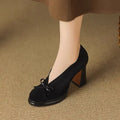 Escarpins Femme Suède Noeud Slip-On 2026 — Talon Haut Arrondi, Léger & Confortable