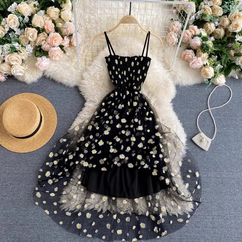 Robe Femme Été 2026 — Mesh Fleurie Style Coréen Plage & Soirée