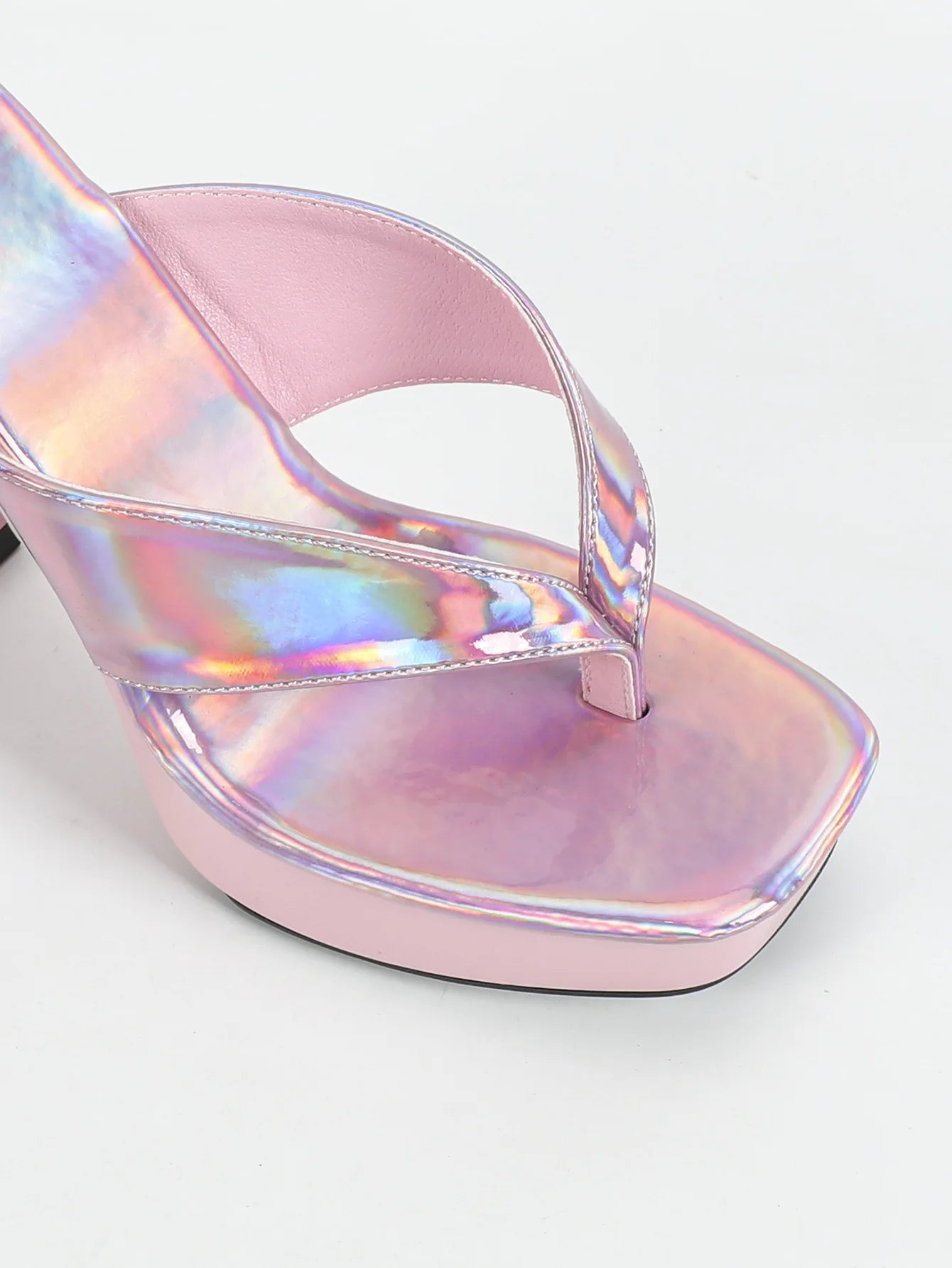 Mules Talon Carré 12cm Femme Été — Semelle Épaisse, Bout Pince, Slides Outdoor