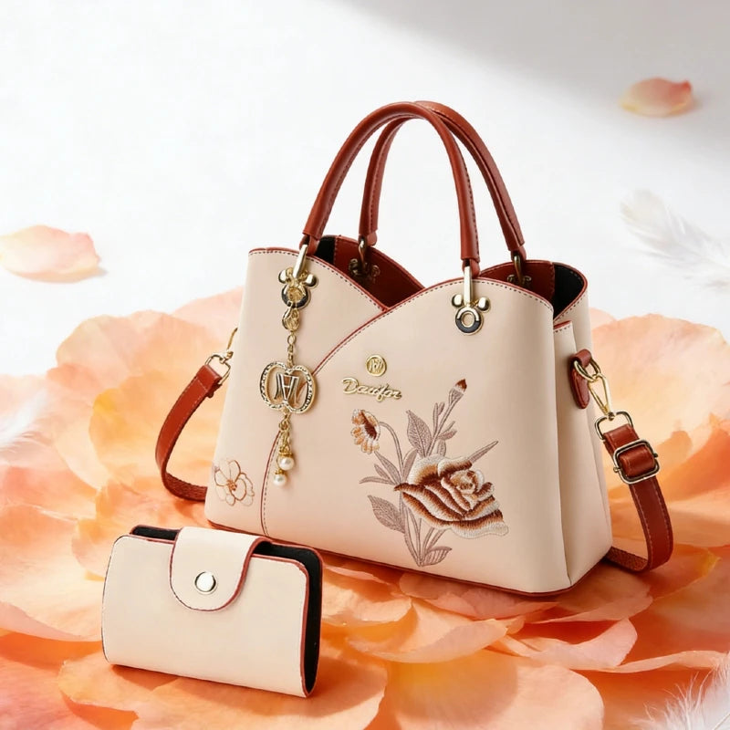 Sac Tote Bag Brodé Œillet – Cadeau Fête des Mères & Anniversaire Maman