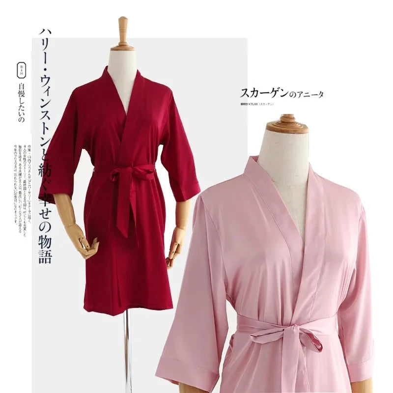 Robe de Chambre Mariée Blanche Dentelle — Kimono Satin, Manches 3/4, Lingerie Matin