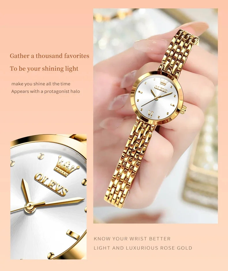 Montre Femme OLEVS 9992 Luxe Or Quartz — Étanche, Élégante, Relojes Para Mujer