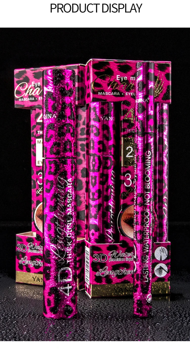 Set Eyeliner Liquide & Mascara 4D YANQINA — Waterproof, Crayon Sourcils, Yeux