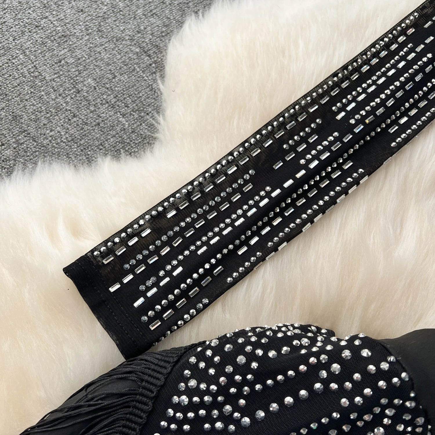 Ensemble Femme Manches Longues Sequins & Franges — Jupe Longue Tendance 2024