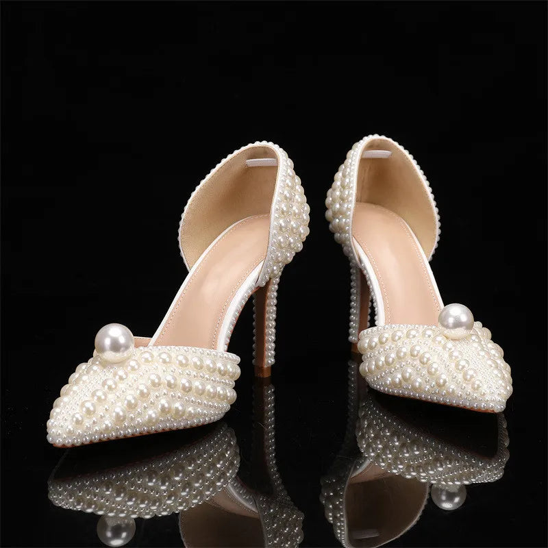 Escarpins Femme Luxe Perles Intégrales — Bout Pointu, Talon Fin, Mariage & Prom