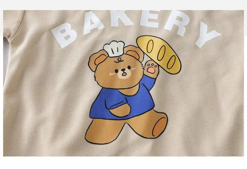 Ensemble 2 pièces enfant – T-shirt imprimé cartoon manches courtes & short, tenue décontractée 1-4 ans