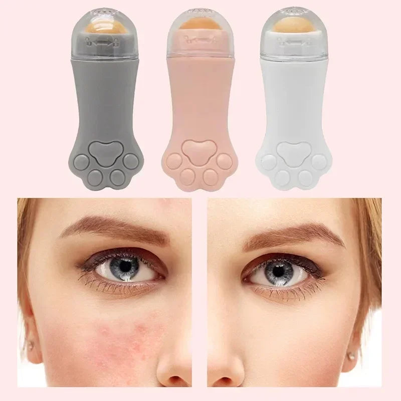 Rouleau Anti-Brillance Pierre Volcanique Patte de Chat Rose — Soin Visage