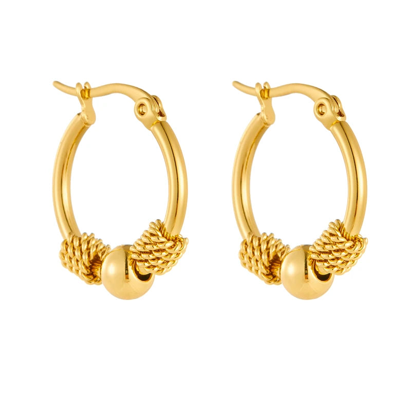 DIEYURO Boucles d'Oreilles Cercle Tressé Acier 316L Doré — Tendance 2024, Cadeau Femme