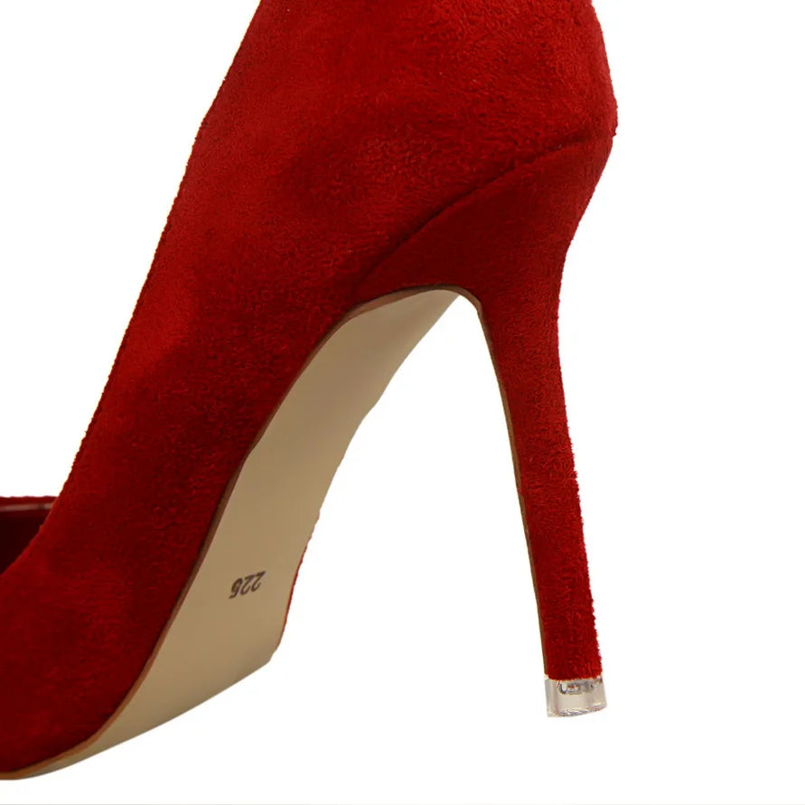 Escarpins Femme 9cm Jaune Bordeaux — Suède, Grande Taille, Mariage Prom