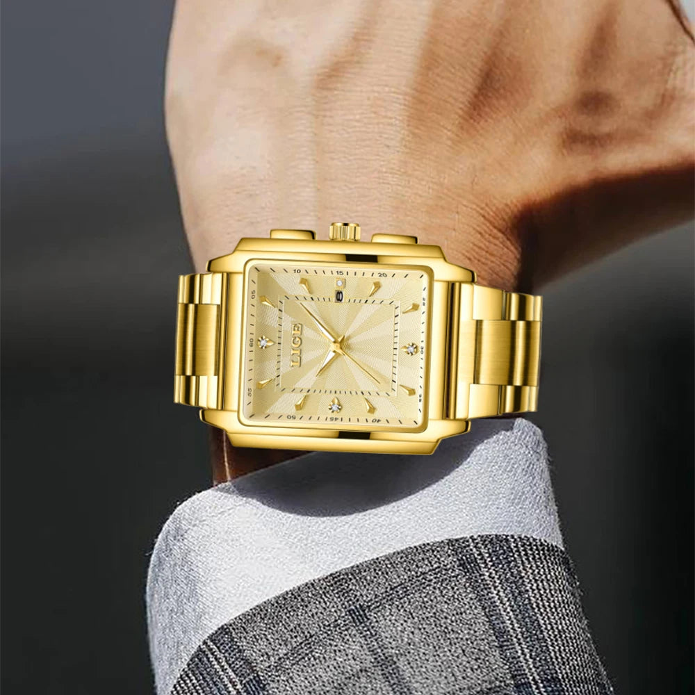 LIGE Montre Homme Business Chronographe — Acier Inoxydable, Étanche, Élégante