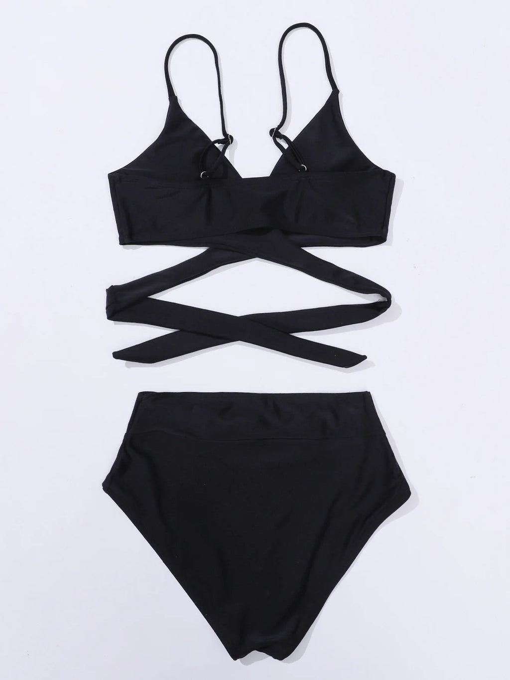 Bikini 2 Pièces Uni Noir 2023 — Bretelles Confortables, Maillot de Bain Femme Tendance