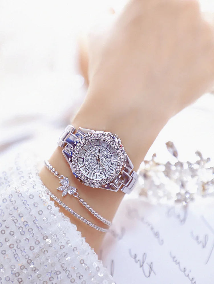 Montre Femme Or Bracelet Luxe Quartz 2025 — Acier Complet, Élégante, Top Marque