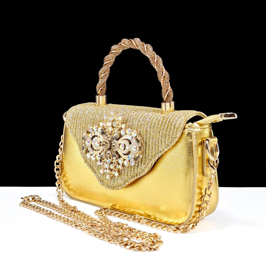 Ensemble Chaussures & Sac Femme Strass Magenta — Bout Pointu, Talon Haut, Mariage Soirée