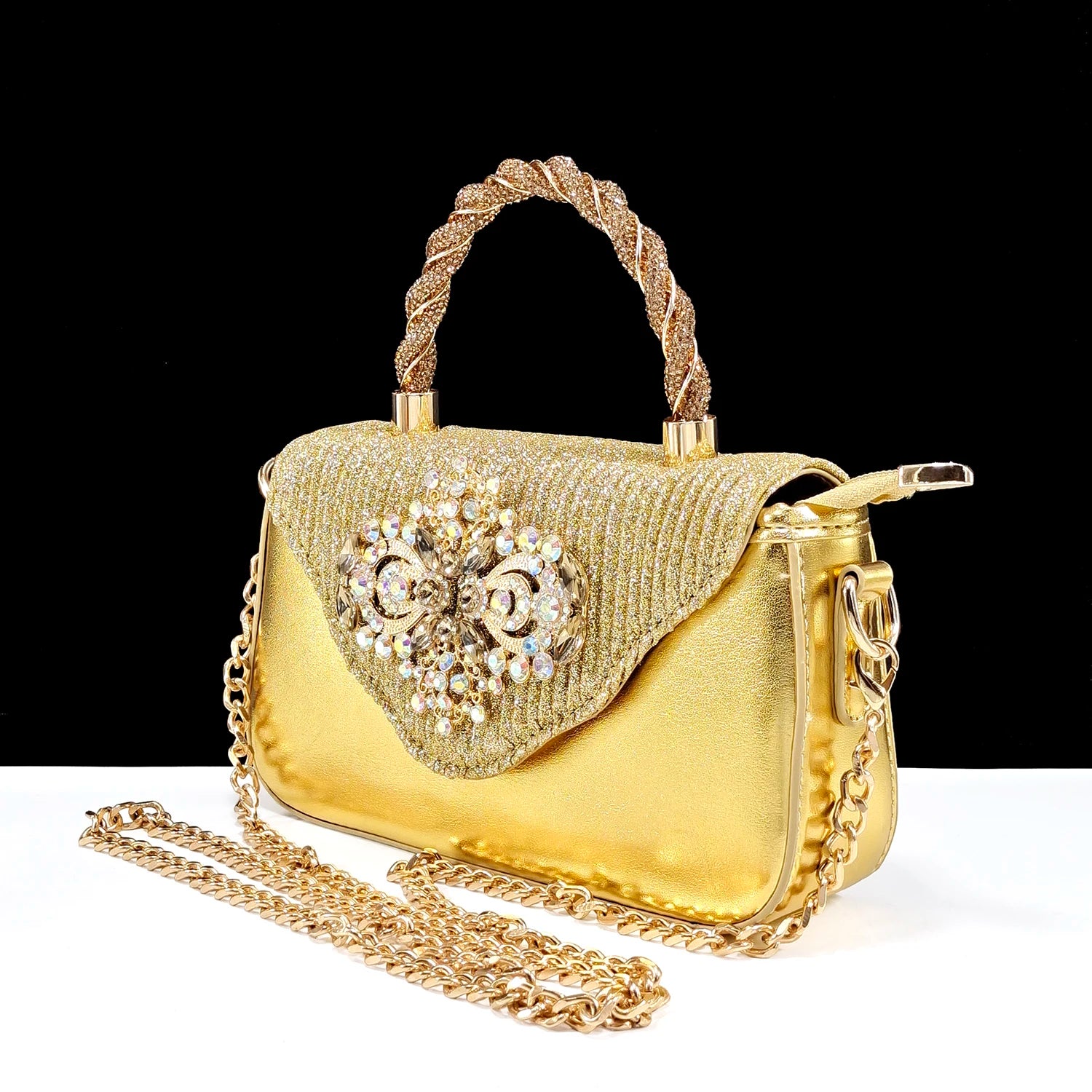 Ensemble Chaussures & Sac Femme Strass Magenta — Bout Pointu, Talon Haut, Mariage Soirée