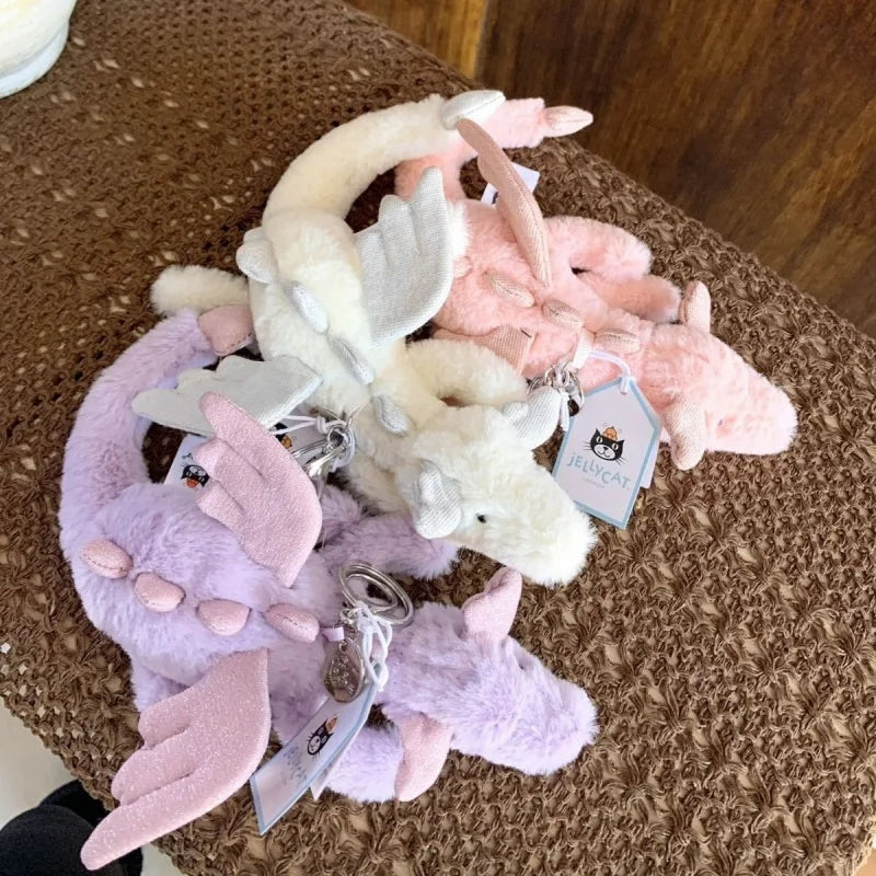 Porte-clés Peluche Dragon JC Sky — Dragon Blanc, Violet, Bleu ou Rose, Cadeau Fille