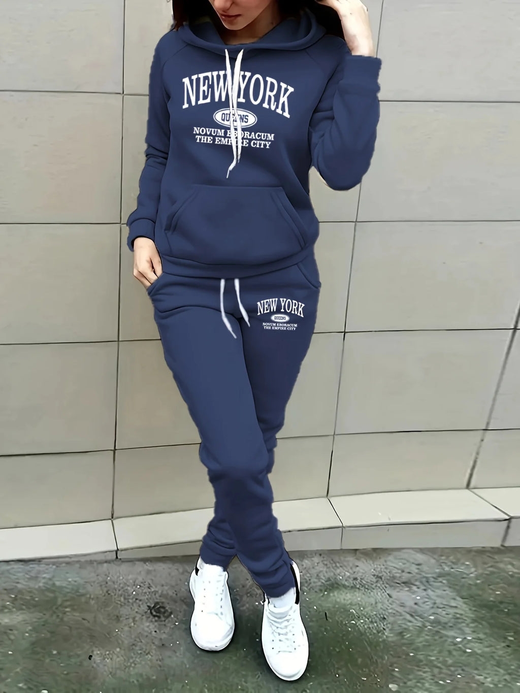 Ensemble 2 Pièces Femme Sweatshirt New York — Col Rond Manches Longues