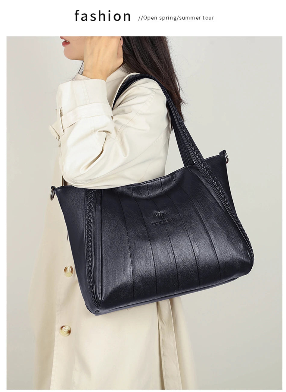 Sac À Main Femme Cuir PU Grande Marque — Tote Casual Élégant, Bandoulière