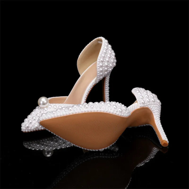 Escarpins Femme Luxe Perles Intégrales — Bout Pointu, Talon Fin, Mariage & Prom