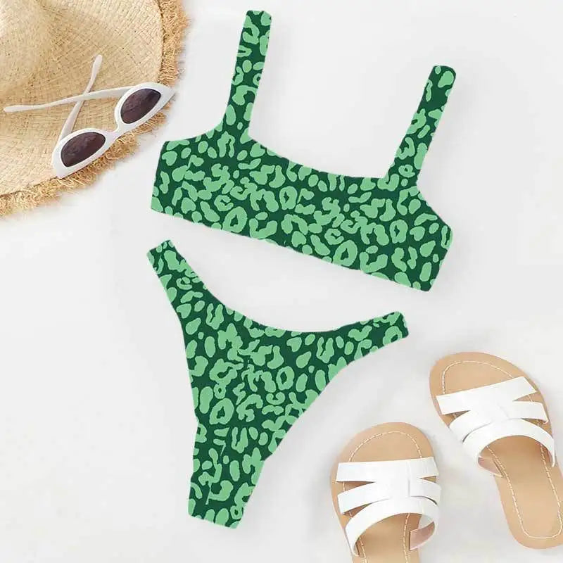 Micro Bikini Sexy 2 Pièces Léopard 2026 — Taille Haute, Bretelles, Maillot de Bain Femme