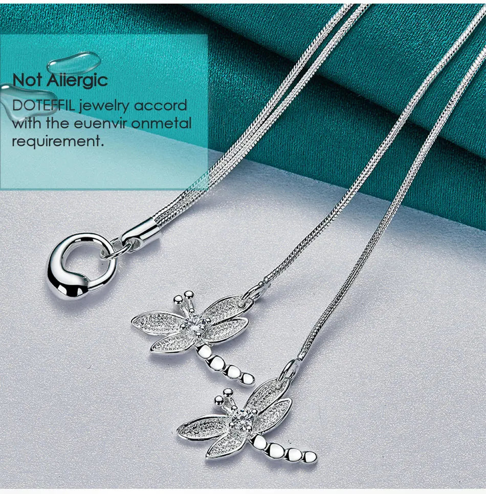 DOTEFFIL Collier Pendentif Libellule Argent 925 — Chaîne Serpent, Mariage & Fiçailles
