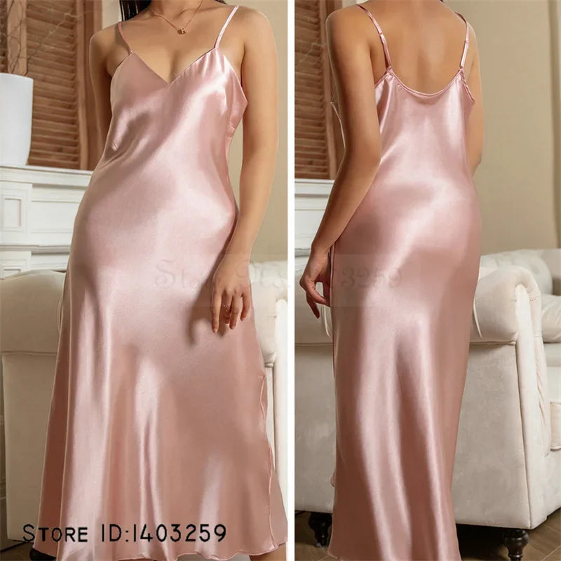 Nuisette Longue Femme Bretelles Satin — Lingerie Intime, Lounge Été